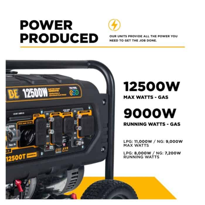 PCE 12,500 Watt Tri Fuel Generator BE12500T BE 2