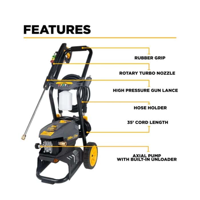 PCE 2,300 PSI 1.7 GPM Electric Pressure Washer with AR Axial Pump (P2317EN) BE 2