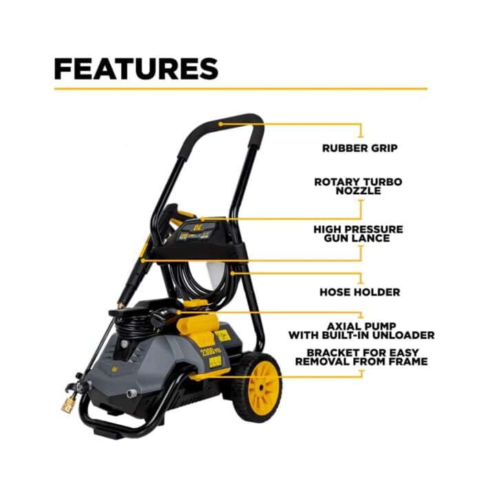PCE 2,300 PSI 1.7 GPM Electric Pressure Washer with Powerease Motor and AR Axial Pump (P2314EN) BE 2